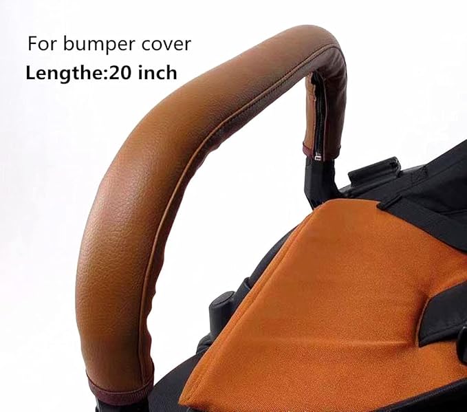 MINILUJIA Baby Stroller Armrest Bumper Handlebar Sleeve Cover Universal Handle Cover DustProof Protect PU Leather Case with Removable Zipper Brown
