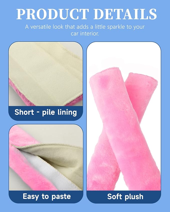 4 Pack Car Seat Belt Pads Shoulder Cover Baby Safety Belt Protector with Adjustable Soft Plush Shoulder Strap Protect Neck and Shoulder (Light Pink)