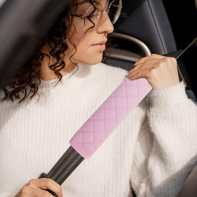 Car Seat Belt Cover Pad, 5 Pack, Seatbelt Covers for Car Accessories, Soft Material, Car Seat Strap Pads, Pink 10.63 inches, Applicable for All Vehicles, Comfort for Neck Shoulders (5-Pink)