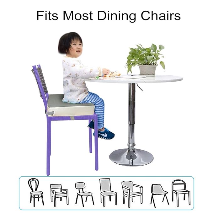 Dining Chair Heightening Cushion Portable Dismountable Adjustable Highchair Booster for Baby Toddler Kids Infant Washable Thick Chair Seat Pad Mat Gray