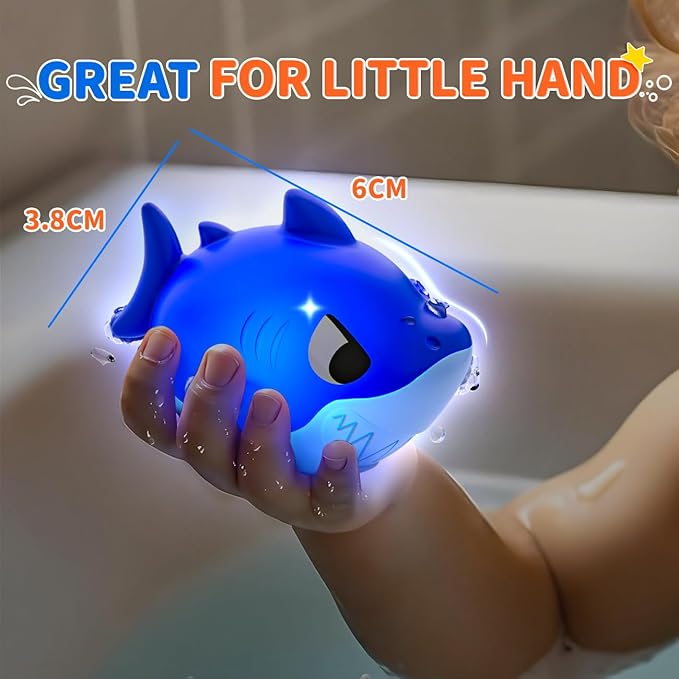 6 Packs Light Up Bath Toys for Kids Ages 1-3, Sea Animals Bathtub Toys for Baby 12-18 Months Toddlers 2-4, Water Activated Pool Toys for 1 2 Year Old Boy Girl Gifts