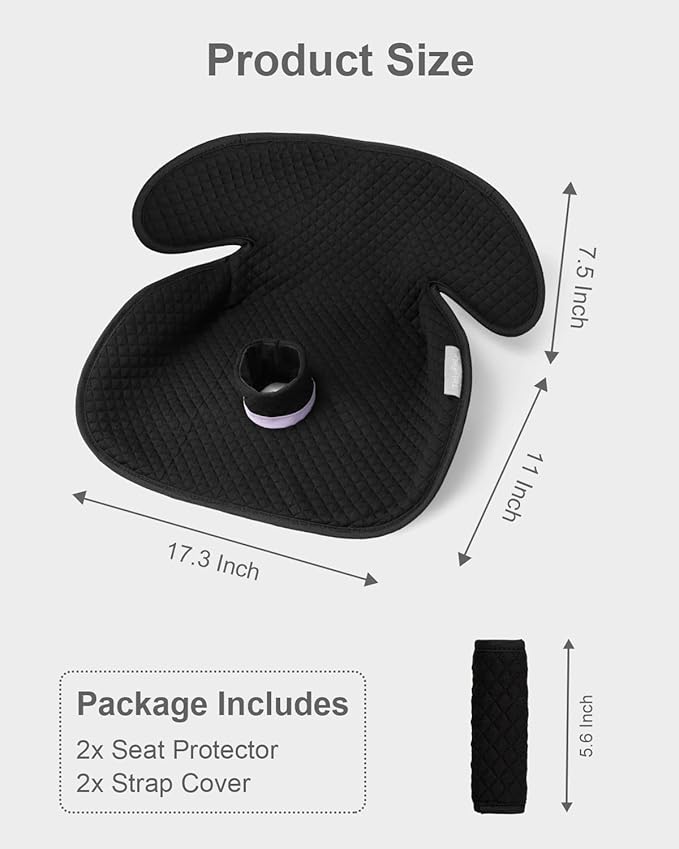 TinlyFinly 2 Pack Baby Potty Training Car Seat Protector, Waterproof Car Seat Liner for Potty Training Toilet, Baby Infant Toddler Piddle Pad Fits for Carseat, Stroller, Highchair - 2 Pack, Black