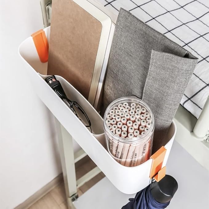 HYOATREA Bedside Storage Organizer Caddy Hanging Organizer Bunk Bed Shelf Holder Pocket for College Dorm Room Baby Bed Rails (Orange)