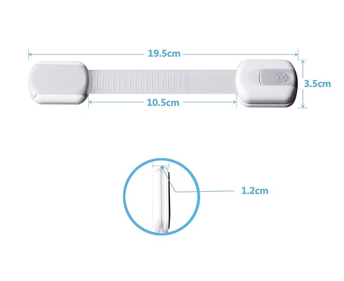 Child Safety Cabinet Strap Locks - OKEFAN 12 Pack Baby Proofing Adhesive Latches for Kids Drawer Cupboard Dishwasher Fridge Oven Door No Drill (Grey)
