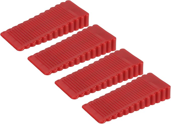 uxcell 4 Pcs Door Stoppers for Bottom of Door, 15mm/0.59 Inch Door Stops, Rubber Door Stopper Wedge Anti Slip, Window Stopper Door Stackable, Red