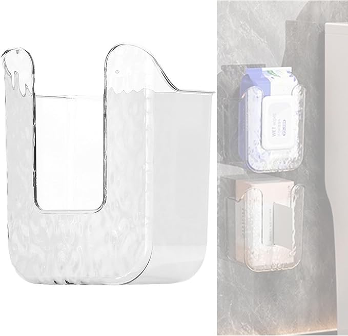 Kitchen Wipes Storage Box,2025 No Punching Wall Flushable Wipes Holder for Bathroom - Wipes Container，Smart Organization for Effortless Cleaning(1PCS)
