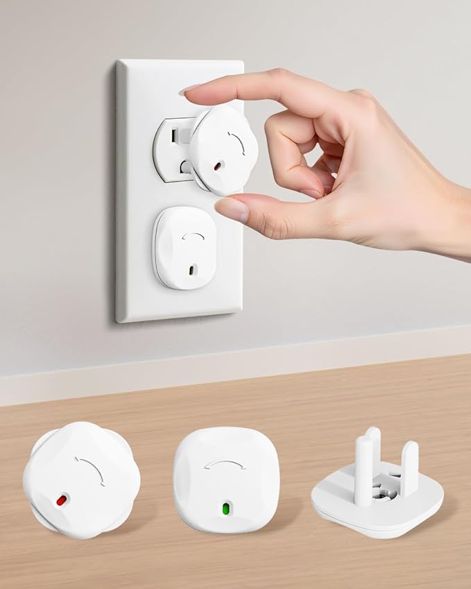 BBsecure Outlet Covers Baby Proofing - 24 Pack Plug Covers Baby Proofing with Unique Rotating Design, Plug Covers to Prevent Electrical Shock, for US 3-Prong, Home, Office, School, White