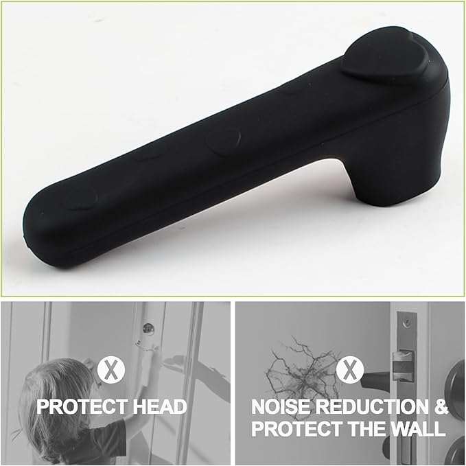 Door Handle Covers, 2Pcs 14.8 * 5 * 2.8cm Silicone Door Handle Glove Covers with Love Heart Decor, Black Door Handle Lever Covers Anti-Static Safety Door Handle Protector