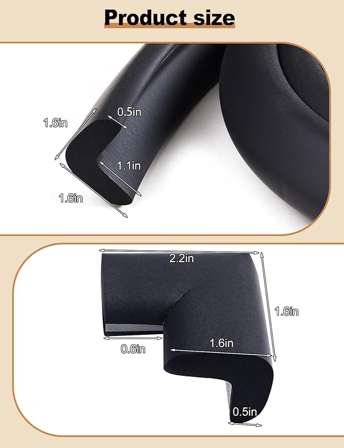 Arinbeb Foam Corner Protector for The Fireplace Hearths Edge and Corner Guard, with Retardant Materials Foam Safety Bumpers Baby Proofing (Black)