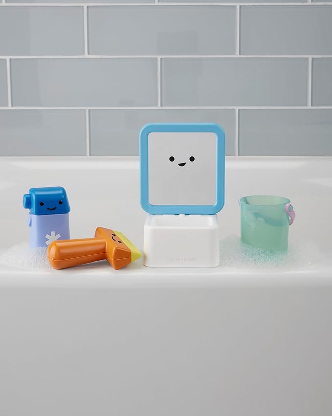 Skip Hop Baby Bath Toy Fresh & Clean Mirror Fun 4-Piece Mirror & Sink Pretend Play Set and Bathtub Sensory Development Toy Age 12m+