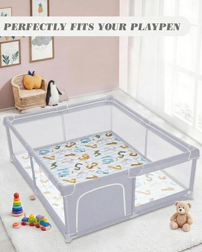 Viviland Baby Mats for Floor, 71x59 Inch Playpen Mat, Thicker & Large Soft Cushioning Padding Playmat for Baby and Toddlers Infants, Non-Slip & Machine Washable, Blue Numbers