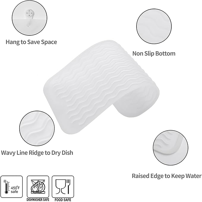 MicoYang Silicone Dish Drying Mat for Multiple Usage,Easy clean,Eco-friendly,Heat-resistant Silicone Mat for Kitchen Counter or Sink,Refrigerator or Drawer Liner Translucent S 12 inches x 6 inches