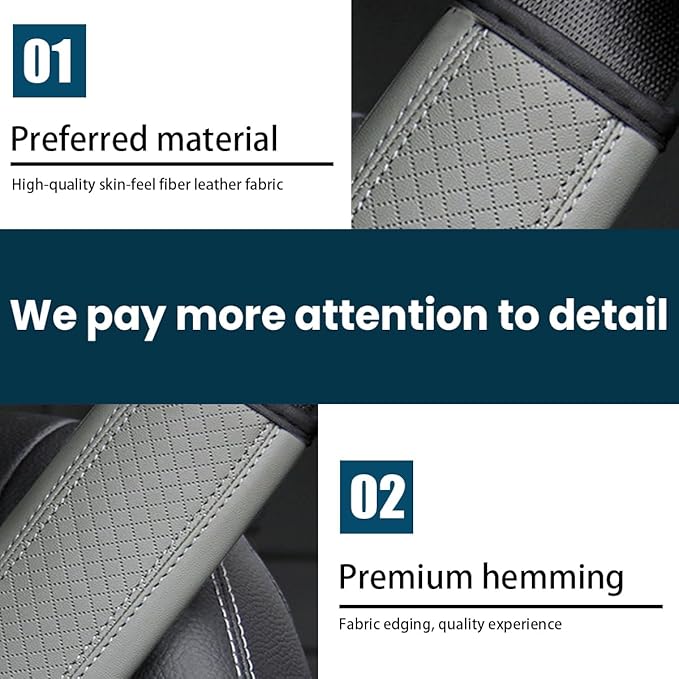 Car Seat Belt Pads, 2 Pack Fiber Leather Seatbelt Shoulder Strap Covers, More Comfort Driving & Protect Your Neck, Universal Safety Strap Cover for Auto SUV Truck Airplane Backpack (Gray)