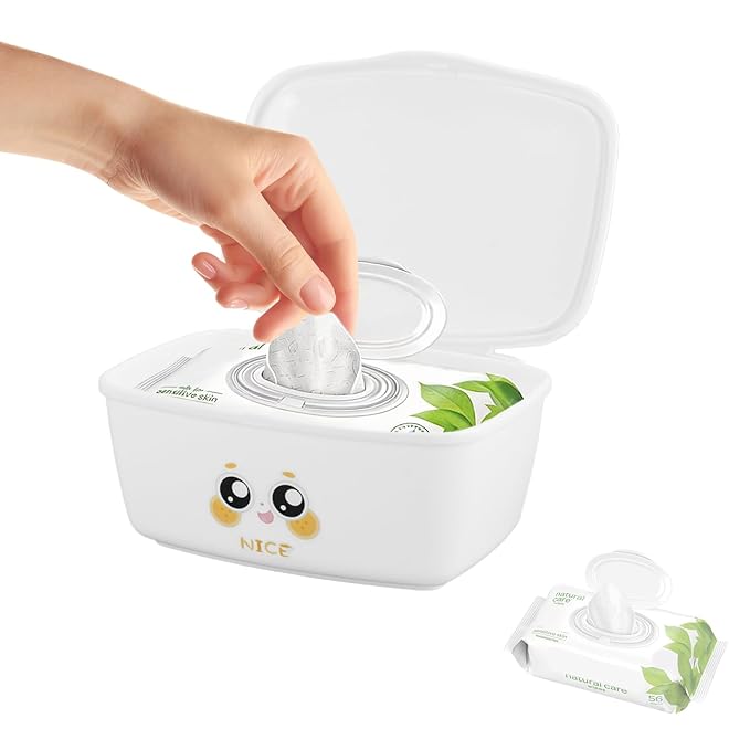 Baby Wipes Dispenser Compatible with Huggies Wipes Natural Care, Wipe Holder Wet Wipes Dispenser, Refillable Wipes Container Fit for Huggies Baby Wipes and WaterWipes for Outdoor Travel Daily Use