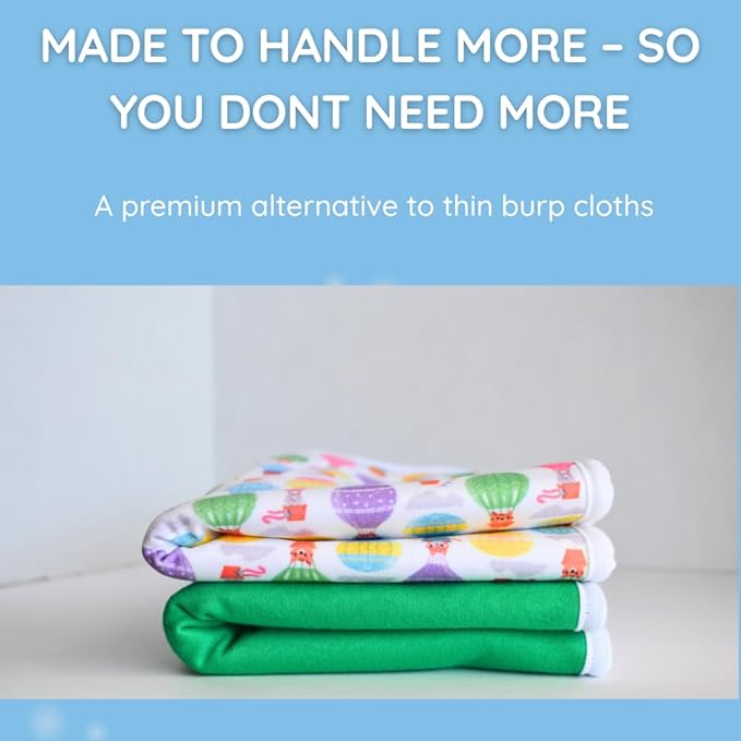 4-Layer Premium Burp Cloths for Heavy Spit-Up & Reflux – 2 Pack | Wide Coverage, Super Absorbent Cotton, No Seep-Through by Happy Spitters Club