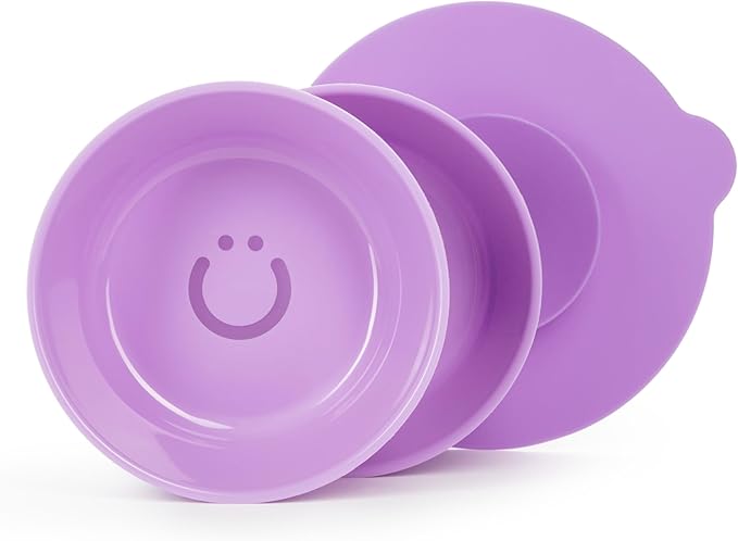 Ubbi Silicone Suction Bowls for Babies & Toddlers, 2-Pack – 2 Bowls + Interchangeable Stay-Put Base, High-Wall Self-Feeding for Baby-Led Weaning, BPA-Free Dishwasher Safe, Smoothie Purple