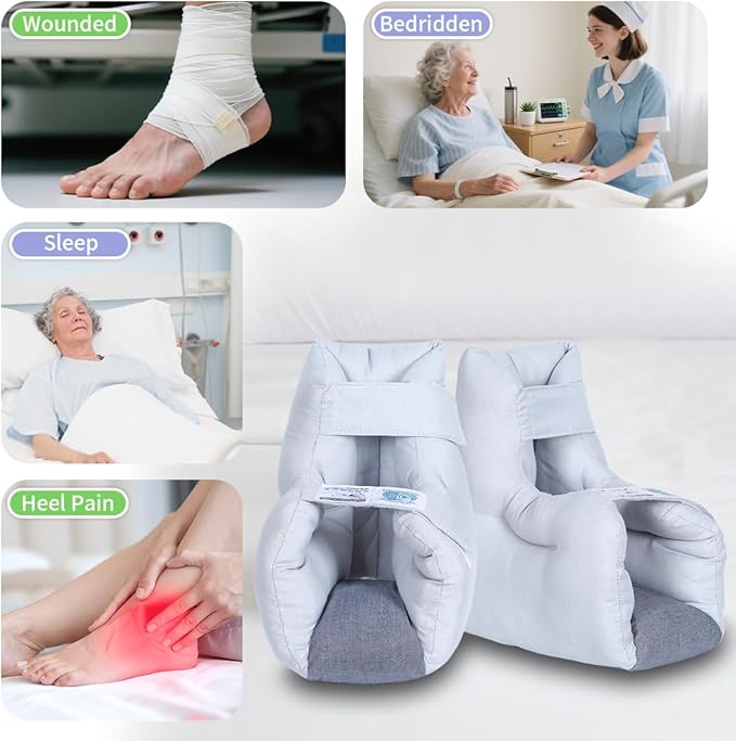 EZ Assistive 1pc Heel Protector Cushion Foot Pillow Remove Pressure and Bedsores,Heel Protectors for Pressure Sores for Heal Protection (Gray, 2pcs)