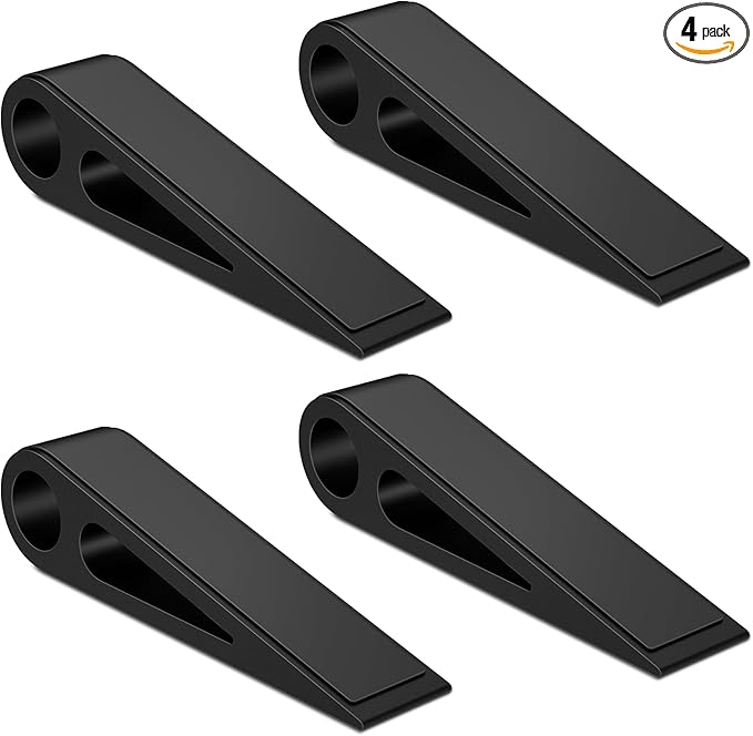 4 Pcs Heavy Duty Door Stopper for Bottom of Door, Aluminum & Rubber Door Stop Wedge- Keep Doors Open in Home, Apartment, Office, Hotel, 4.92L*1.02W*1.22H Inch, Black