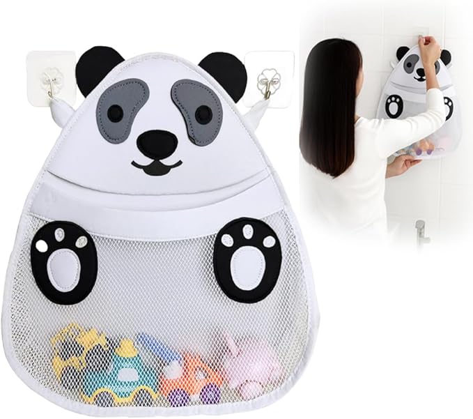 Baby Bath Toy Organizer, Reusable Large Capacity Quick-Dry Mesh Storage Bag with Suction Cups for Kids Bathroom Shower Toy Storage