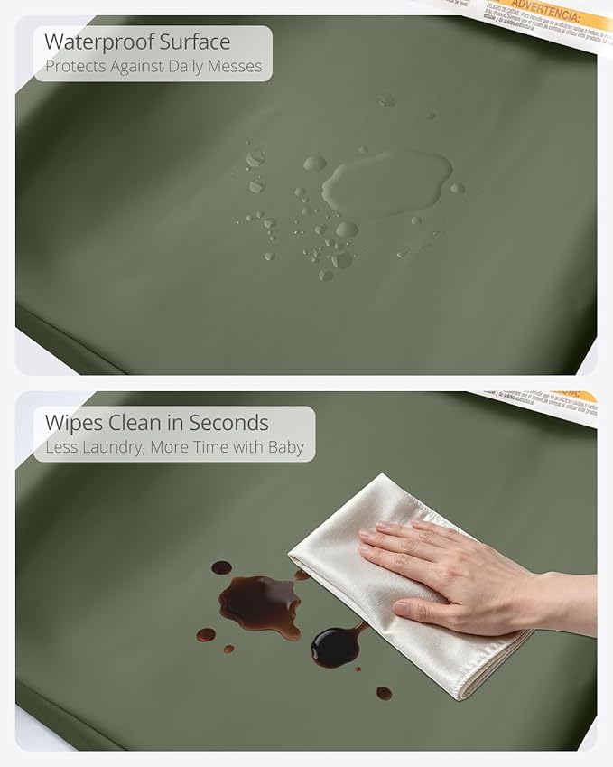 Vegan Leather Baby Changing Pad - Diaper Wipeable Changing Pad, Waterproof Cover Changing Mat for Dresser and Table,Taupe (Dark Green)