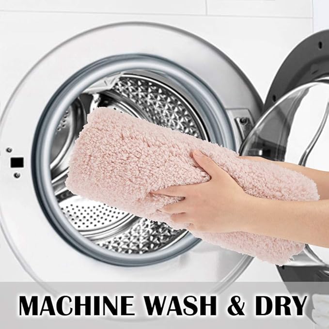 Suchtale Non Slip Bath Mat (20 x 32, Dusty Pink) Water Absorbent Soft Microfiber Shaggy Bathroom Rug Machine Washable Thick Plush Shower Mat