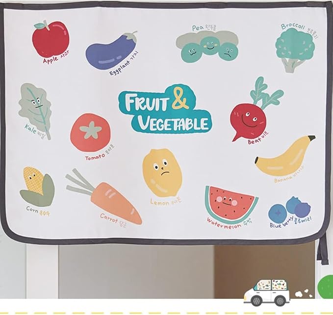 BEBEDECO Magnetic Car Sun Shade Curtain for Side Window – Sun Blocker and UV Protector for Baby, Kids, and Pets – Universal Fit with Built-in Magnets for Steel-Framed Door (Vegetable Friends)