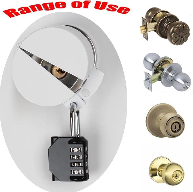 Door Handle Lock, Door Knob Lock Out Device,Cover to Disable The Doorknob/Faucet/Valve, Prevents Turning of Door Knob and Access to Keyhole, Prevents Operating The Knob (Password Hanging Lock)
