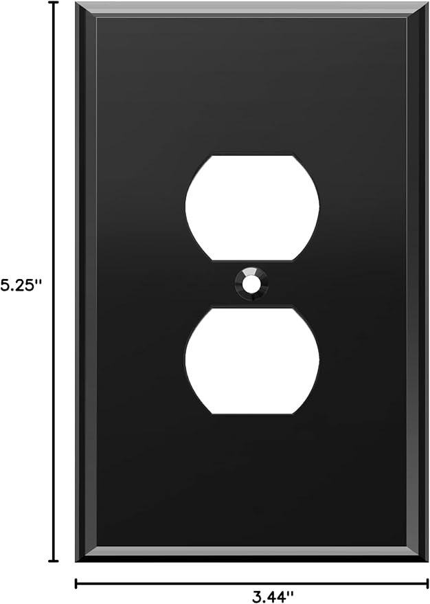 LIDER Duplex Receptacle Wall Plate, Mirrored Outlet Cover for Duplex Outlet, Plexiglass Outlet Cover, Reflective Finish, Acrylic Glass, Modern Upgrade, Oversized 1-Gang 5.25" x 3.44", Black