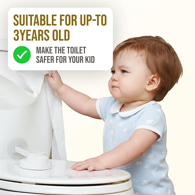 Toilet Lock – 1 Pack | Stops Kids from Opening Toilet | Strong 3M Sticker | No Tools Needed (White)