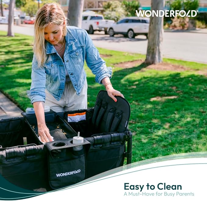 WONDERFOLD Flex Snack Tray for W2 Stroller Wagon with Convertible Cup Holders & Adjustable Sidewalls to Maximize Space, Easy to Install, Easy to Clean