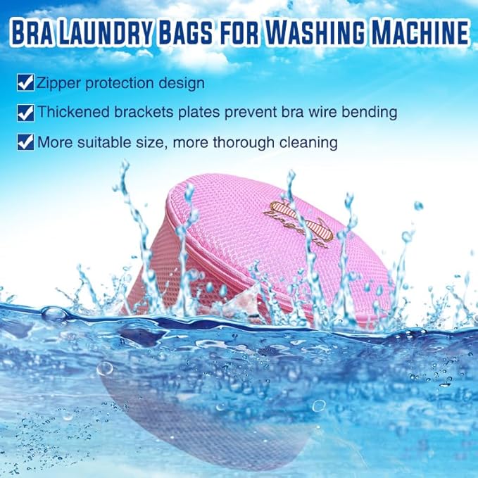Large Bra Laundry Bags for Washing Machine, Fits All Cups Anti Deformation Bra Washing Bag, Lingerie Bags for Washing Delicates (2 Pack Pink)