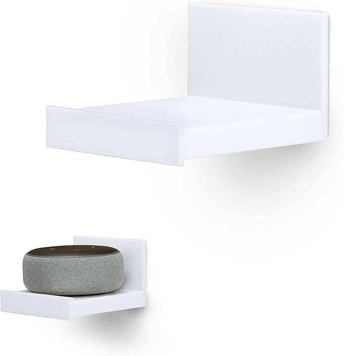 Screwless 4" Universal Shelf for Cloud Security Camera, Baby Monitor, Small Speakers, Electronics & More, No Tools, VHB Tape Strong Adheasive, Easy to Install by Brainwavz (White)