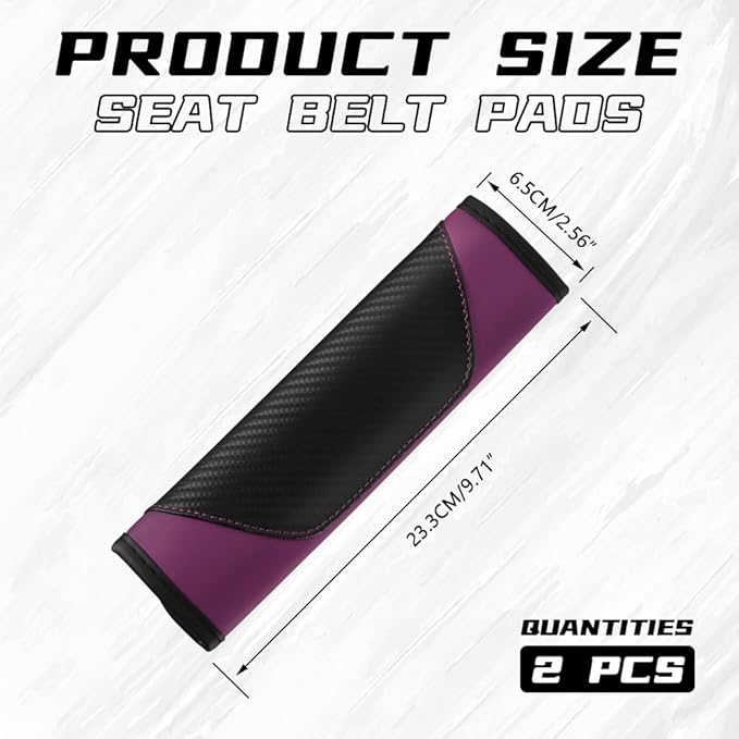 2PCS Car Seat Belt Cover Pad, Soft Carbon Fiber Leather Seatbelt Shoulder Protector for a More Comfortable Driving, Universal Safety Belt Strap Cover to Protect Your Neck (Purple)