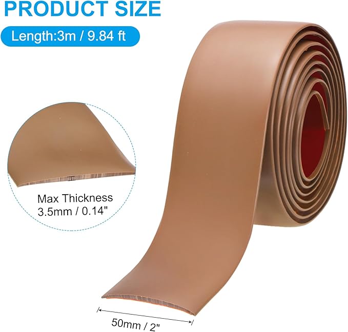 PATIKIL Self Adhesive Floor Transition Strip 10 ft x 2" Vinyl Flat Divider Flooring for Joining Floor Gaps Carpet Transition Floor Tiles, Brown
