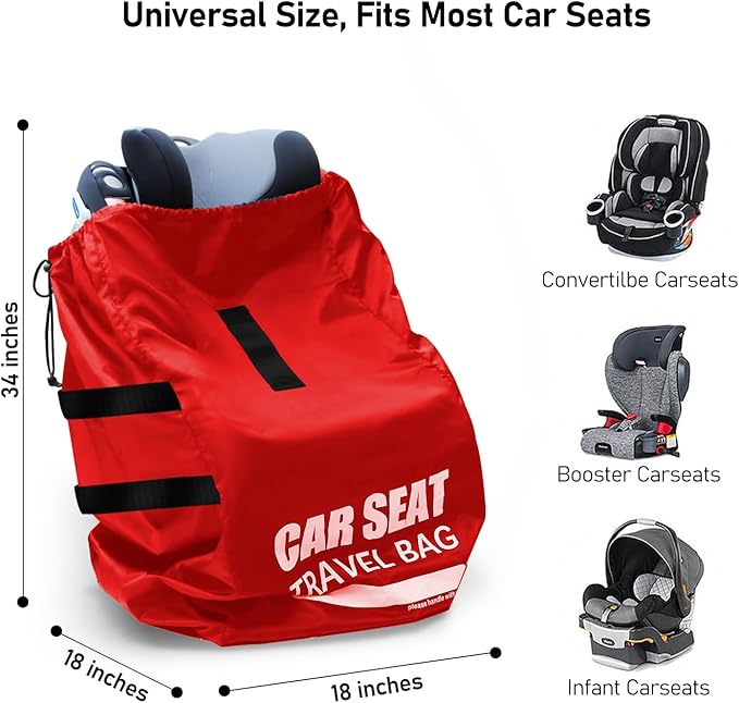 Car Seat Travel Bag for Airplane, Large Car Seat Bags for Air Travel, Gate Check Storage Bag for Car Seat Airport, Carseat Cover Travel - Baby Travel Essentials for Flying