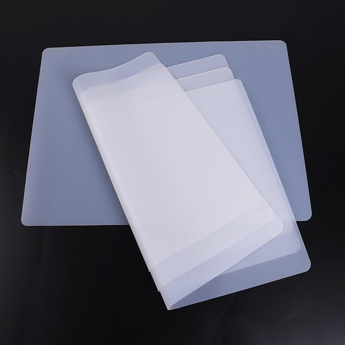 PABUSIOR Small Silicone Mats for Crafts: Translucent Liner, 8×9.5 In (4/Pack), Heat Resistant, Non-Slip Silicone Kids Mat for Jewelry, Epoxy Resin, Glitter Slime, Manicure, DIY Sheet