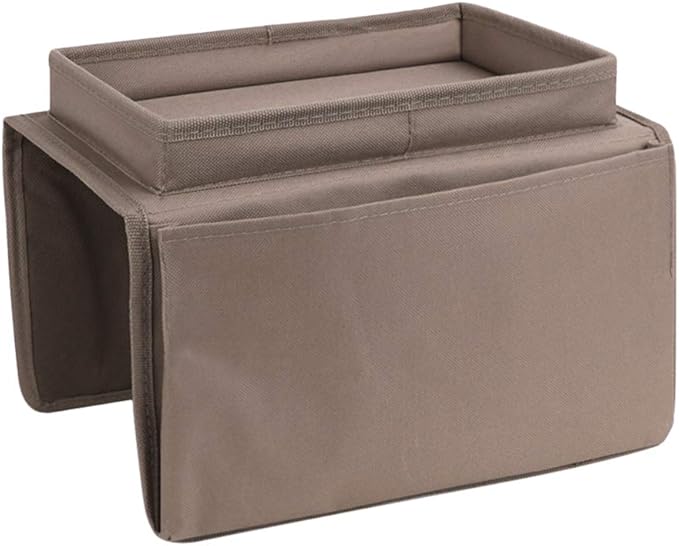 Brown Classic Functional Sofa Caddy Bedside Organizer with 8 Pockets TV Remote Holder Bed Storage Pocket Bag for Cellphone Tablet Notepad Book Magazines DVD Glasses