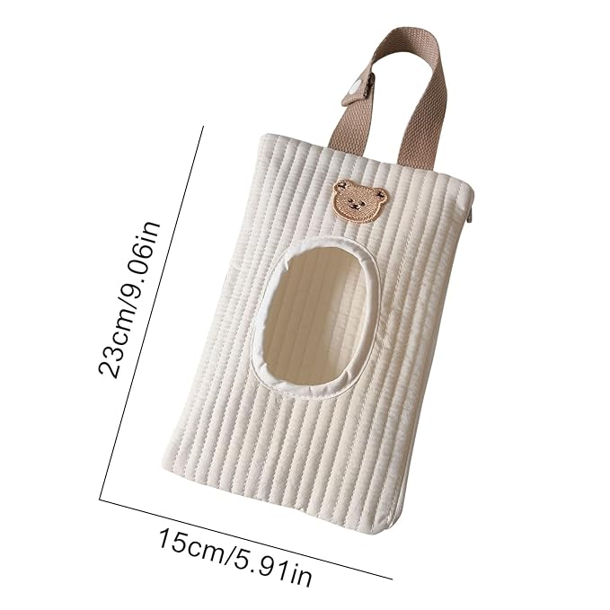Quilted Baby Wipe Holder Quilted Wipe Pouch Portable Hanging Floral Wet Wipes Bag for Car, Stroller