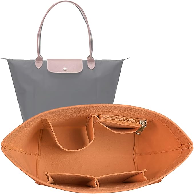 Lckaey Felt Purse Organizer Insert for Longchamp Le Pliage Neo Handbags Insert Organizer 1012orange-M