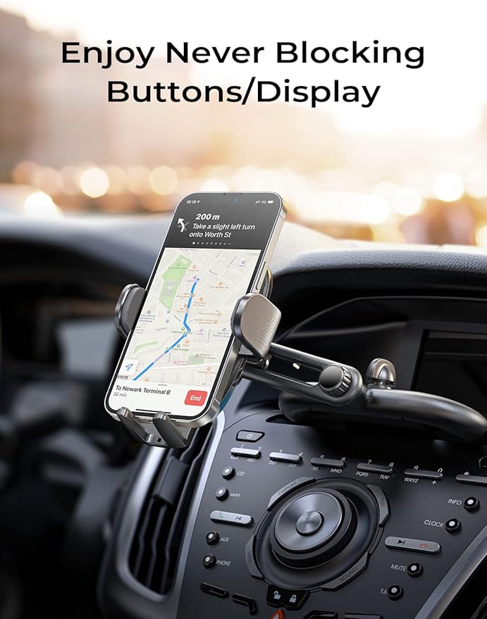 LISEN CD Phone Holder for Car iPhone 17 Adjustable CD Slot Phone Mount Holder Sturdy Cell Phones Holders for Your Car Accessories for Samsung Galaxy S25 S24 iPhone 16 15 Pro Max All Phones