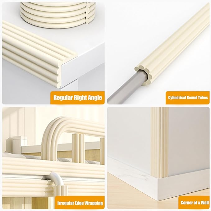 Edge Protector for Baby, Corner Protector for Baby, Soft Foam Furniture Edge Bumper Guards, Desk Edge Cushion, Baby Proofing Edge Corner Protector for Table, Fireplace 6.5ft White