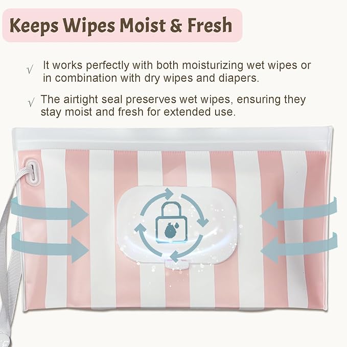 cephira Baby wipes dispenser，portable baby wipes holder for outdoor, Refillable baby wipes container, on the go wet wipe pouch for travel, resuable wipes dispenser for hiking (blush)