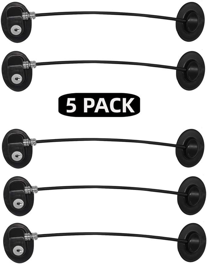Refrigerator Door Lock, File Drawer Lock, Freezer Door Lock and Child Safety Cabinet Lock by REZIPO Black (5)