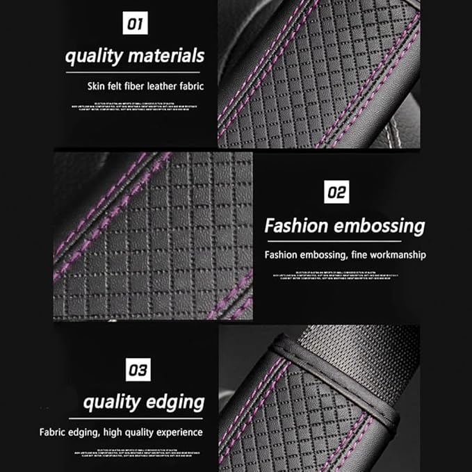 2PCS Car Seat Belt Cover Pad,Breathable Leather Seatbelt Covers for Shoulder Protection and Car Decorations,Seatbelt Cushion Adding Car Seat Strap Pads Car Accessories Interior (Black/Purple)