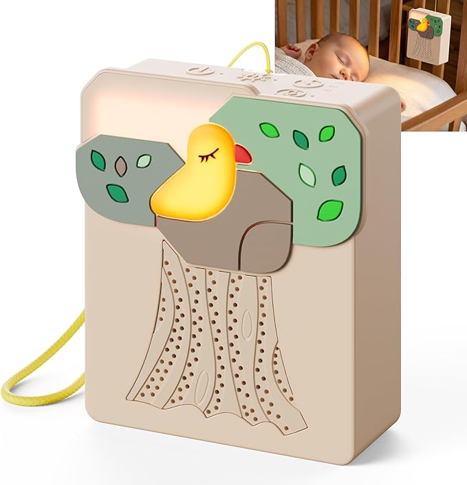 Sound Machine for Baby Soother,AI Cry Detection & Auto-Soothing,Parent-Voice Comfort,13 Soothing White Noise Machine,Record,Timer and Night Light, Ideal for Newborns,Sleeping Soother, Meditation