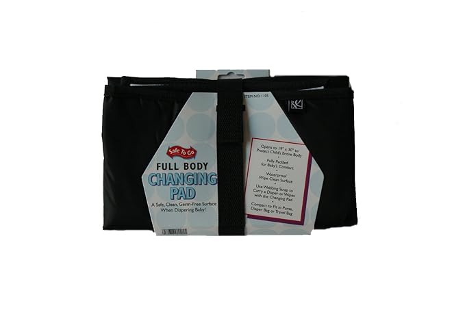 J.L. Childress Full Body Portable Changing Pad for Babies - Diaper Changing Mat for Travel, Baby Accessory Essentials, Wipeable & Water-Resistant, Foldable & Compact, Fully Padded, Extra Large - Black