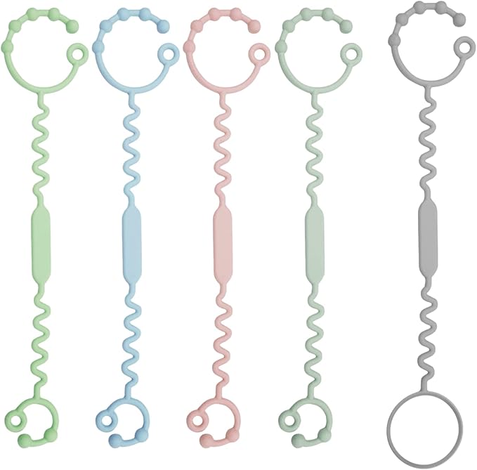 Toy Straps for Baby, 5 Pack Silicone Toy Straps for Stroller, Toy Safety Straps for Toy, Sippy Cup Straps, Adjustable Toy Holder for Stroller, High Chair - BPA Free