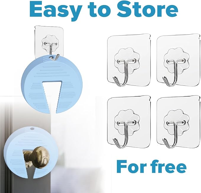 Neobay Door Pinch Guard and Door Slam Stopper, Durable Silicone Door Finger Pinch Guard, Prevents Finger Pinch Injuries, Slamming on Even Heavy Doors, Door Safety for Kids, 4 Packs Blue Upgraded.