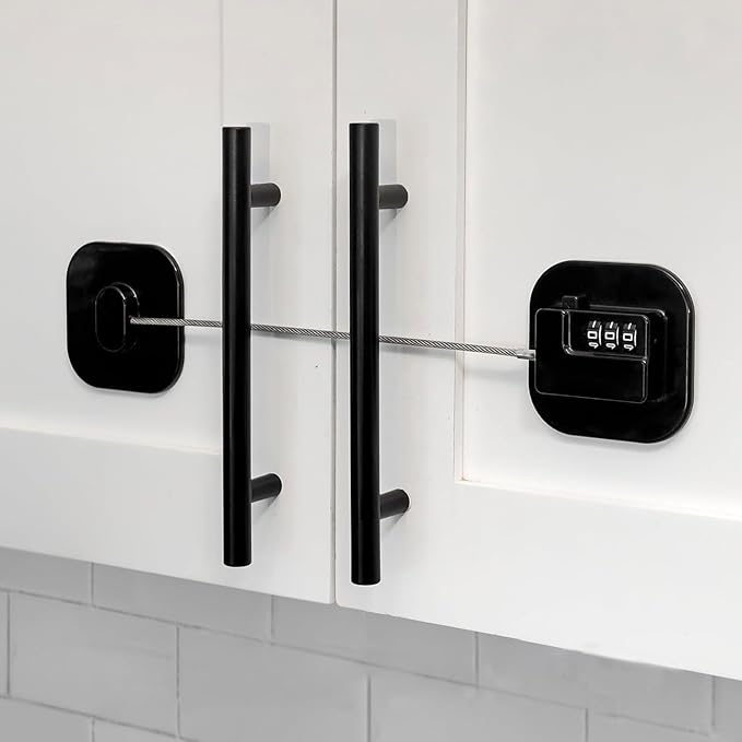 Child Safety Cabinet Locks, Fridge Lock with Combination, Closet Locks,Cabinet Lock(Black 2Pcs)