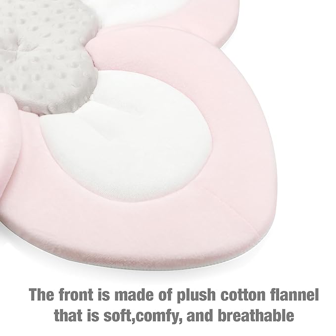 PandaEar Baby Bath Pad for Infant Newborn | Soft Flower Petals for Sink Bathtub Essentials Shower Gift (Pink)